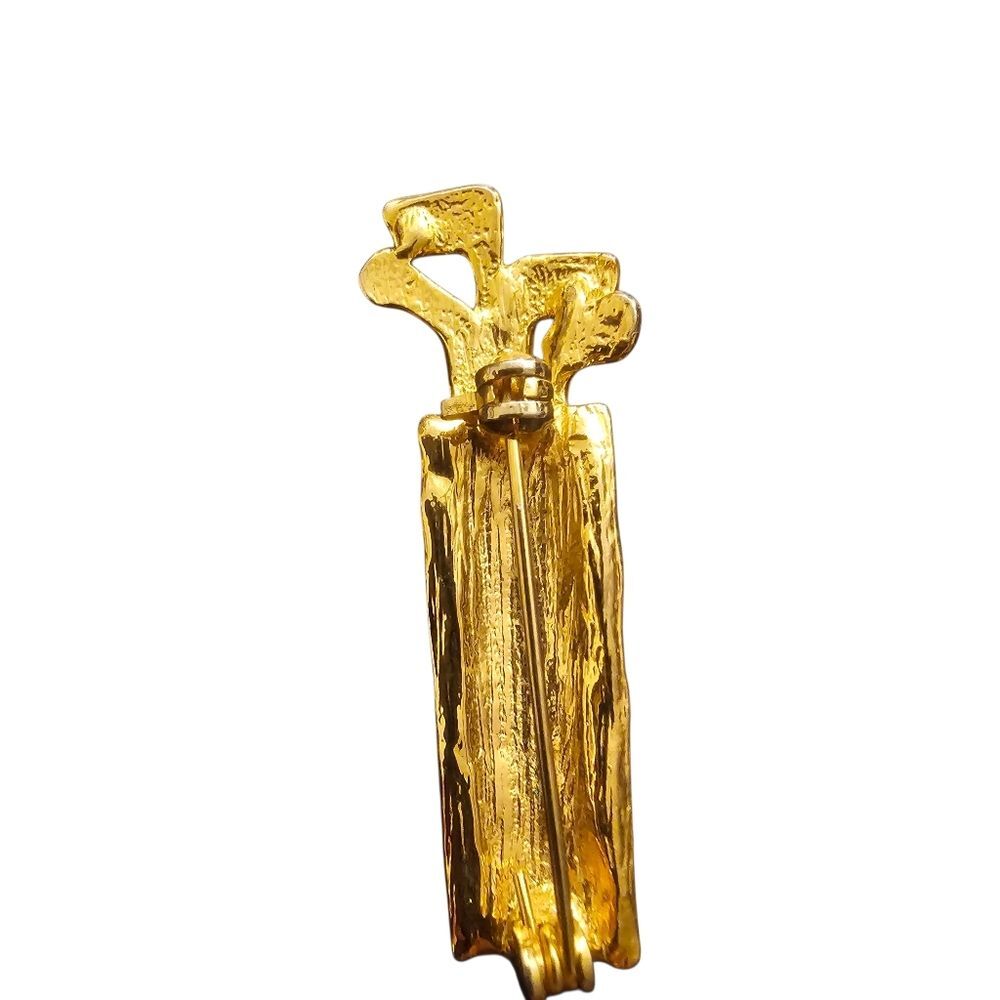 Vintage gold-tone golf bag and clubs brooch - Picture 2 of 3